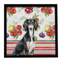 Load image into Gallery viewer, Black and Tan Saluki Vegetables Framed Metal Print