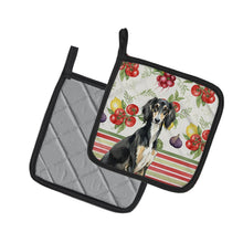 Load image into Gallery viewer, Black and Tan Saluki Vegetables Pair of Pot Holders