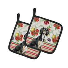 Load image into Gallery viewer, Black and Tan Saluki Vegetables Pair of Pot Holders