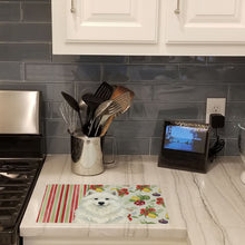 Load image into Gallery viewer, White Samoyed Vegetables Glass Cutting Board