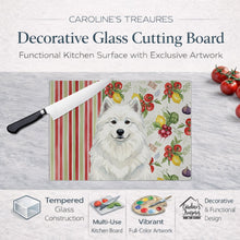 Load image into Gallery viewer, White Samoyed Vegetables Glass Cutting Board