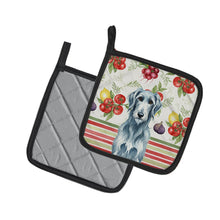 Load image into Gallery viewer, Blue-Gray Scottish Deerhound Vegetables Pair of Pot Holders