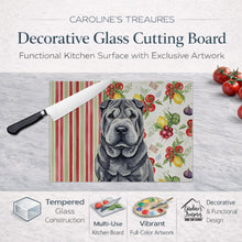 Load image into Gallery viewer, Black Shar Pei Vegetables Glass Cutting Board