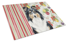 Load image into Gallery viewer, Tricolor Sheltie Vegetables Glass Cutting Board