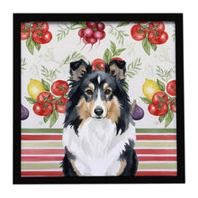 Load image into Gallery viewer, Tricolor Sheltie Vegetables Framed Metal Print