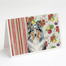 Load image into Gallery viewer, Blue Merle Sheltie Vegetables Greeting Cards Pack of 8