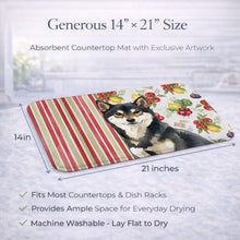 Load image into Gallery viewer, Black and Tan Shiba Inu Vegetables Dish Drying Mat