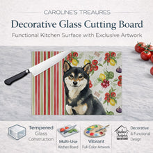 Load image into Gallery viewer, Black and Tan Shiba Inu Vegetables Glass Cutting Board