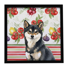Load image into Gallery viewer, Black and Tan Shiba Inu Vegetables Framed Metal Print