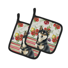 Load image into Gallery viewer, Black and Tan Shiba Inu Vegetables Pair of Pot Holders