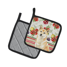 Load image into Gallery viewer, Cream Shiba Inu Vegetables Pair of Pot Holders