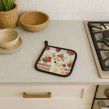 Load image into Gallery viewer, Cream Shiba Inu Vegetables Pair of Pot Holders