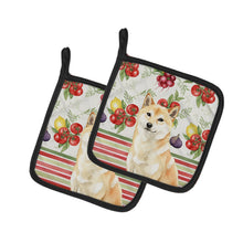 Load image into Gallery viewer, Cream Shiba Inu Vegetables Pair of Pot Holders