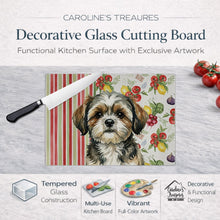 Load image into Gallery viewer, Brindle Shih Tzu Vegetables Glass Cutting Board