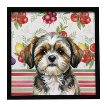 Load image into Gallery viewer, Brindle Shih Tzu Vegetables Framed Metal Print
