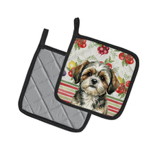 Load image into Gallery viewer, Brindle Shih Tzu Vegetables Pair of Pot Holders