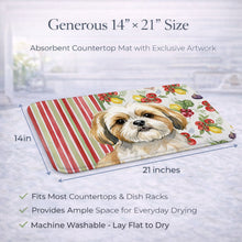 Load image into Gallery viewer, Gold and White Shih Tzu Vegetables Dish Drying Mat