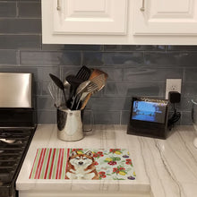 Load image into Gallery viewer, Red and White Siberian Husky Vegetables Glass Cutting Board