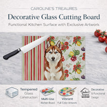 Load image into Gallery viewer, Red and White Siberian Husky Vegetables Glass Cutting Board