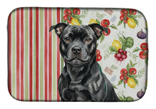 Load image into Gallery viewer, Black Staffordshire Bull Terrier Vegetables Dish Drying Mat