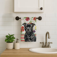Load image into Gallery viewer, Black Staffordshire Bull Terrier Vegetables Kitchen Towel