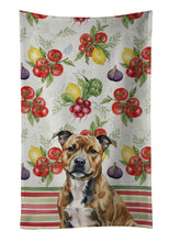 Load image into Gallery viewer, Brindle Staffordshire Bull Terrier Vegetables Kitchen Towel