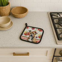 Load image into Gallery viewer, Brindle Staffordshire Bull Terrier Vegetables Pair of Pot Holders