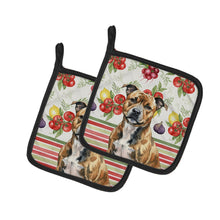 Load image into Gallery viewer, Brindle Staffordshire Bull Terrier Vegetables Pair of Pot Holders