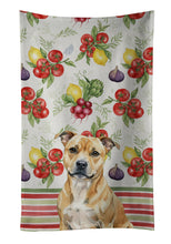 Load image into Gallery viewer, Fawn Staffordshire Bull Terrier Vegetables Kitchen Towel
