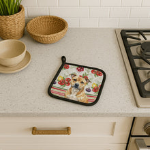 Load image into Gallery viewer, Fawn Staffordshire Bull Terrier Vegetables Pair of Pot Holders