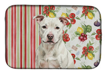 Load image into Gallery viewer, White Staffordshire Bull Terrier Vegetables Dish Drying Mat