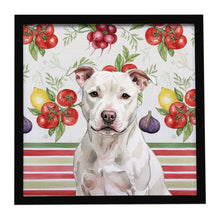 Load image into Gallery viewer, White Staffordshire Bull Terrier Vegetables Framed Metal Print