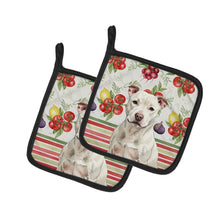 Load image into Gallery viewer, White Staffordshire Bull Terrier Vegetables Pair of Pot Holders