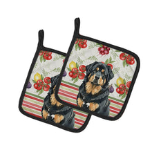 Load image into Gallery viewer, Black and Tan Tibetan Mastiff Vegetables Pair of Pot Holders