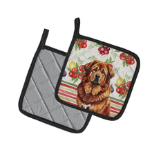 Load image into Gallery viewer, Red Gold Tibetan Mastiff Vegetables Pair of Pot Holders