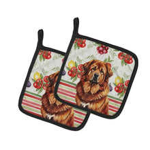 Load image into Gallery viewer, Red Gold Tibetan Mastiff Vegetables Pair of Pot Holders