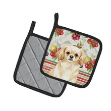 Load image into Gallery viewer, Cream Tibetan Spaniel Vegetables Pair of Pot Holders