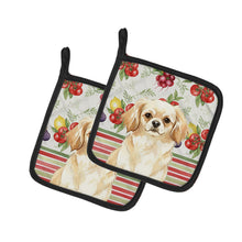 Load image into Gallery viewer, Cream Tibetan Spaniel Vegetables Pair of Pot Holders