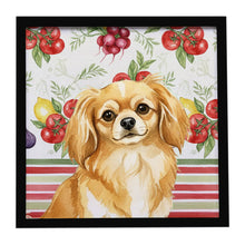Load image into Gallery viewer, Gold Tibetan Spaniel Vegetables Framed Metal Print