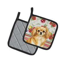 Load image into Gallery viewer, Gold Tibetan Spaniel Vegetables Pair of Pot Holders