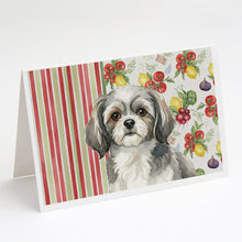 Load image into Gallery viewer, Grey and White Tibetan Spaniel Vegetables Greeting Cards Pack of 8