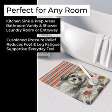 Load image into Gallery viewer, Grey and White Tibetan Spaniel Vegetables Memory Foam Kitchen Mat