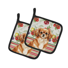 Load image into Gallery viewer, Red Tibetan Spaniel Vegetables Pair of Pot Holders