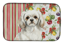 Load image into Gallery viewer, White Tibetan Spaniel Vegetables Dish Drying Mat