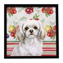 Load image into Gallery viewer, White Tibetan Spaniel Vegetables Framed Metal Print