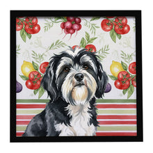 Load image into Gallery viewer, Black and White Tibetan Terrier Vegetables Framed Metal Print