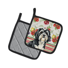 Load image into Gallery viewer, Black and White Tibetan Terrier Vegetables Pair of Pot Holders