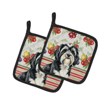 Load image into Gallery viewer, Black and White Tibetan Terrier Vegetables Pair of Pot Holders