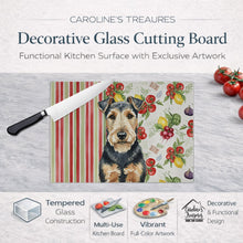 Load image into Gallery viewer, Welsh Terrier Vegetables Glass Cutting Board
