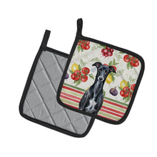 Load image into Gallery viewer, Black Whippet Vegetables Pair of Pot Holders
